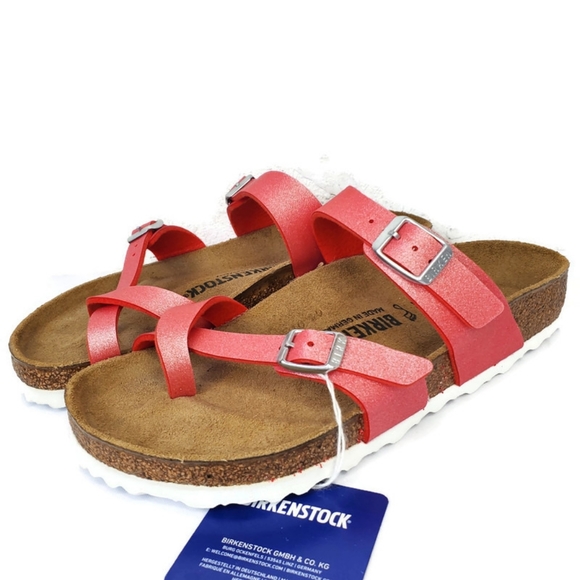 icy metallic poppy birkenstock